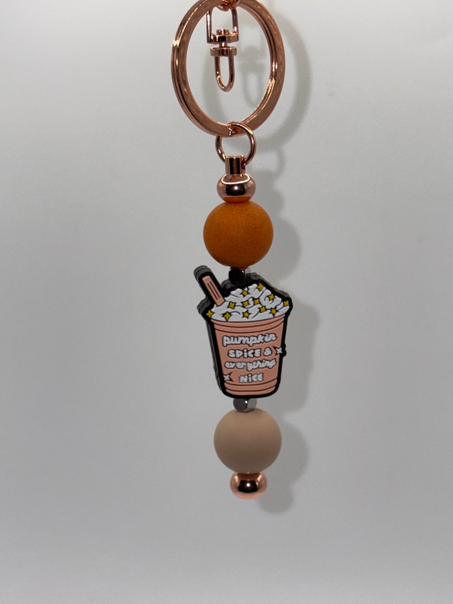 Pumpkin Spice Beaded Keychain