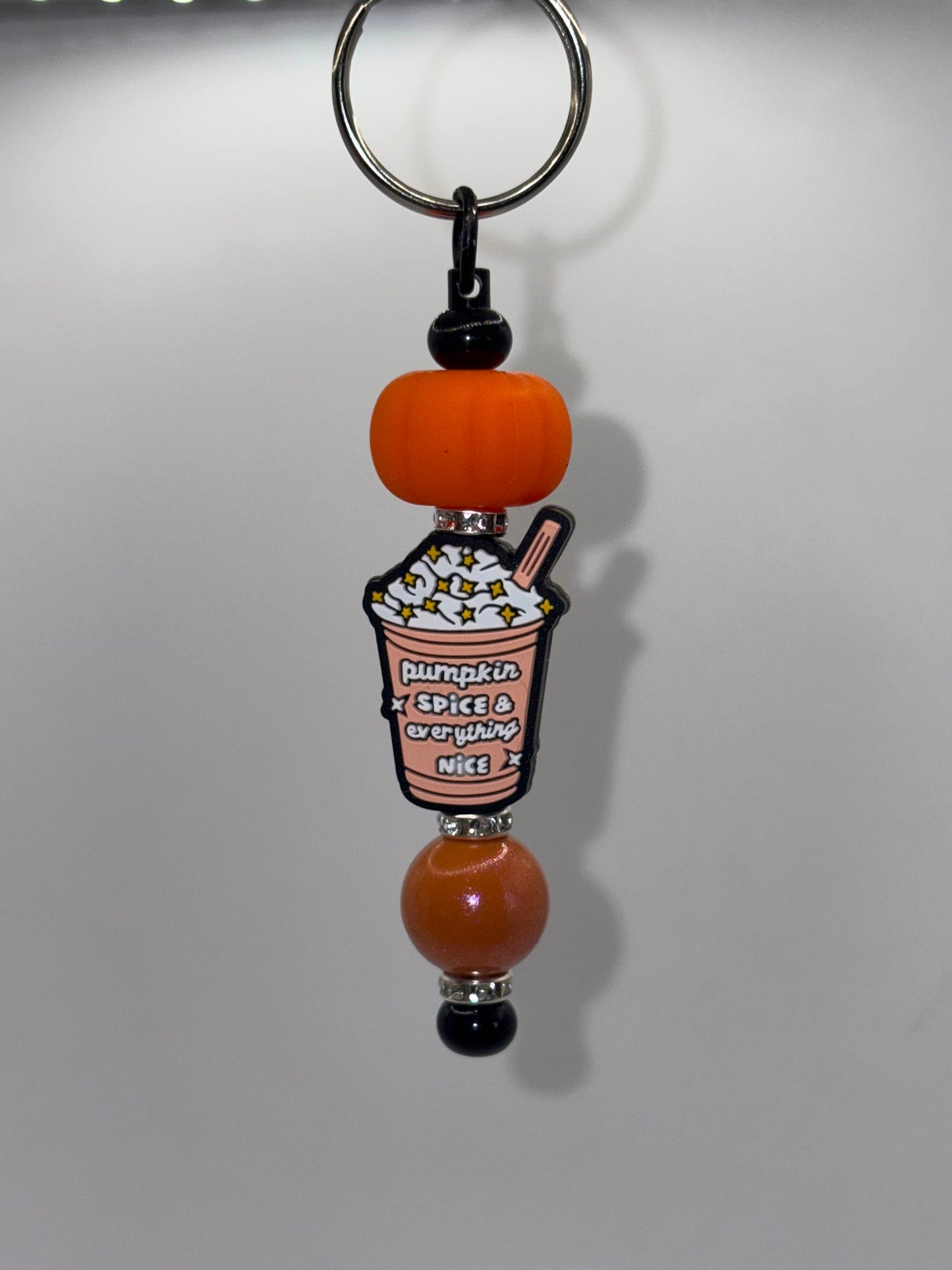 Pumpkin Spice Beaded Keychain
