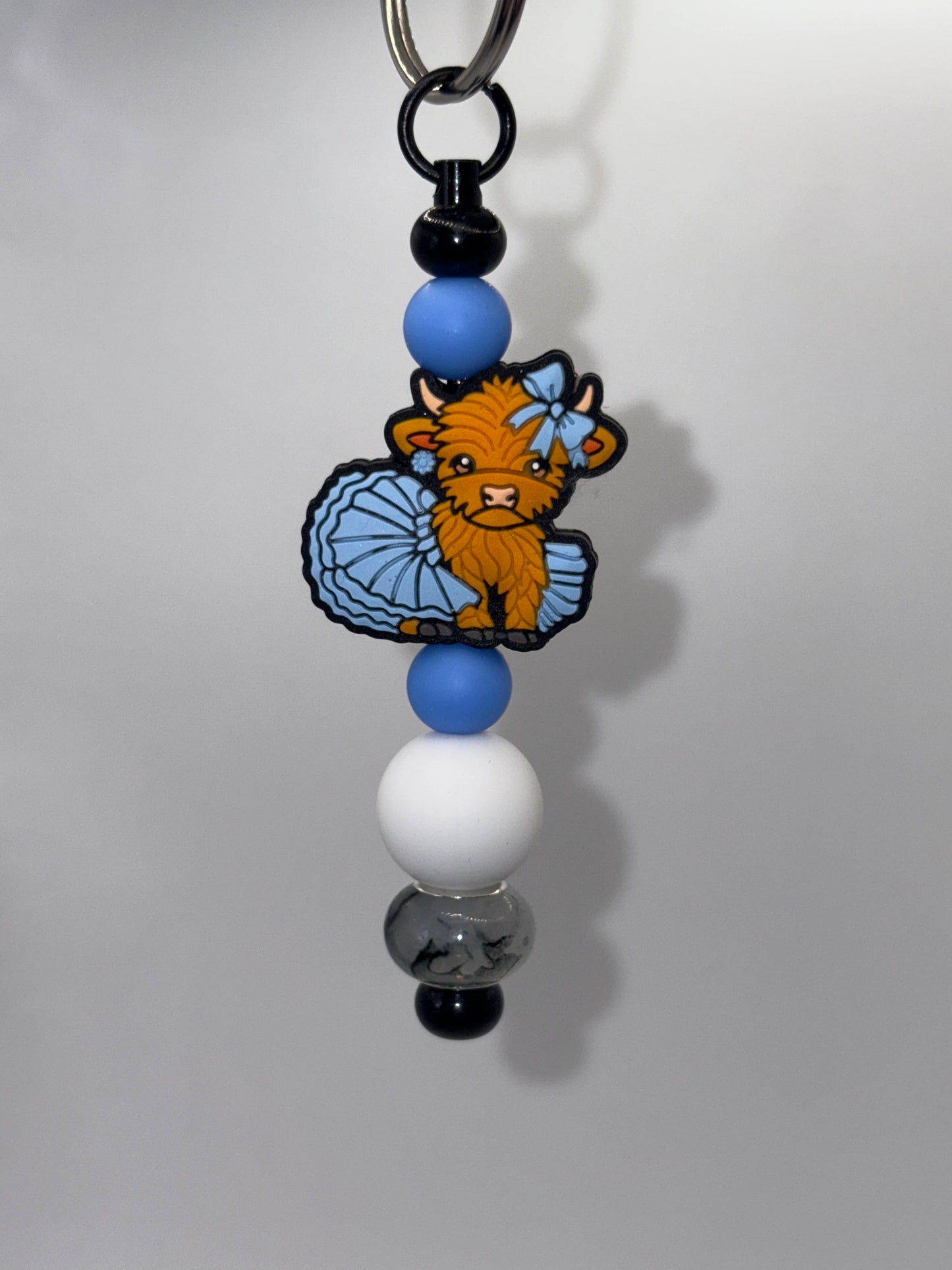 Highland Cow in Blue Tutu Keychain – Moo-d for Twirls & Cuteness
