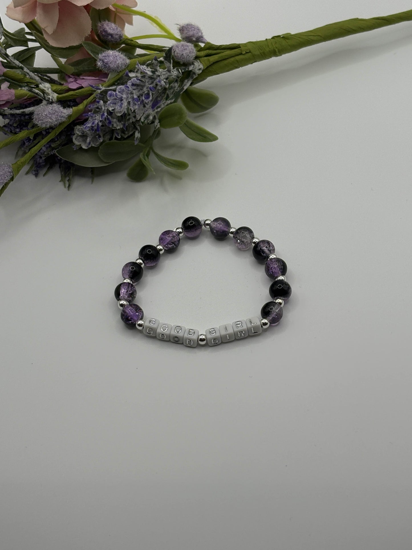 Booktok "Good Girl" Bracelet- Purple/Black
