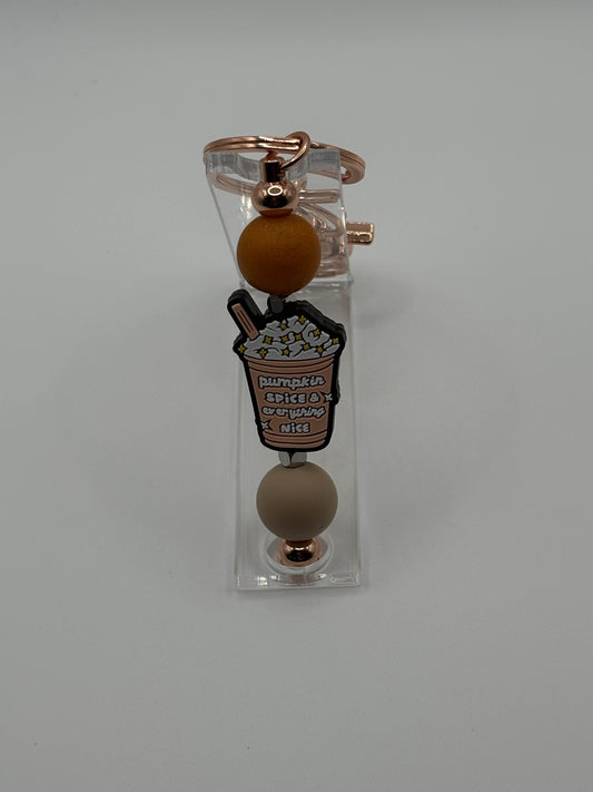 Pumpkin Spice Beaded Keychain