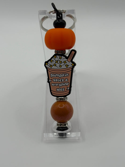 Pumpkin Spice Beaded Keychain