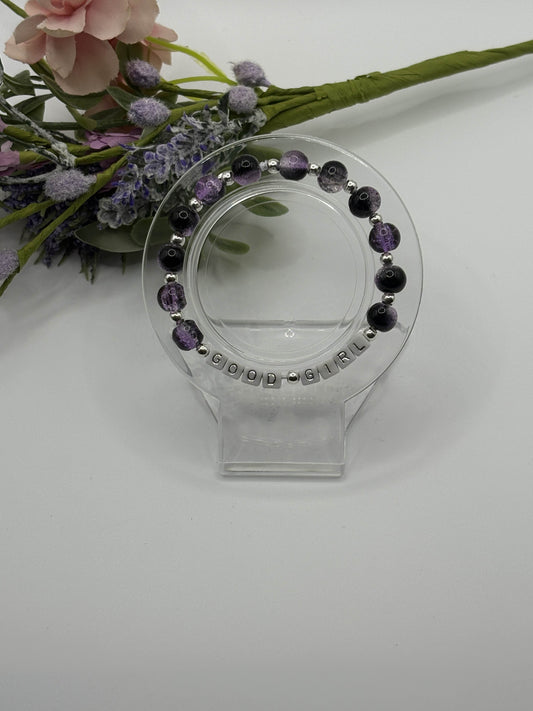 Booktok "Good Girl" Bracelet- Purple/Black