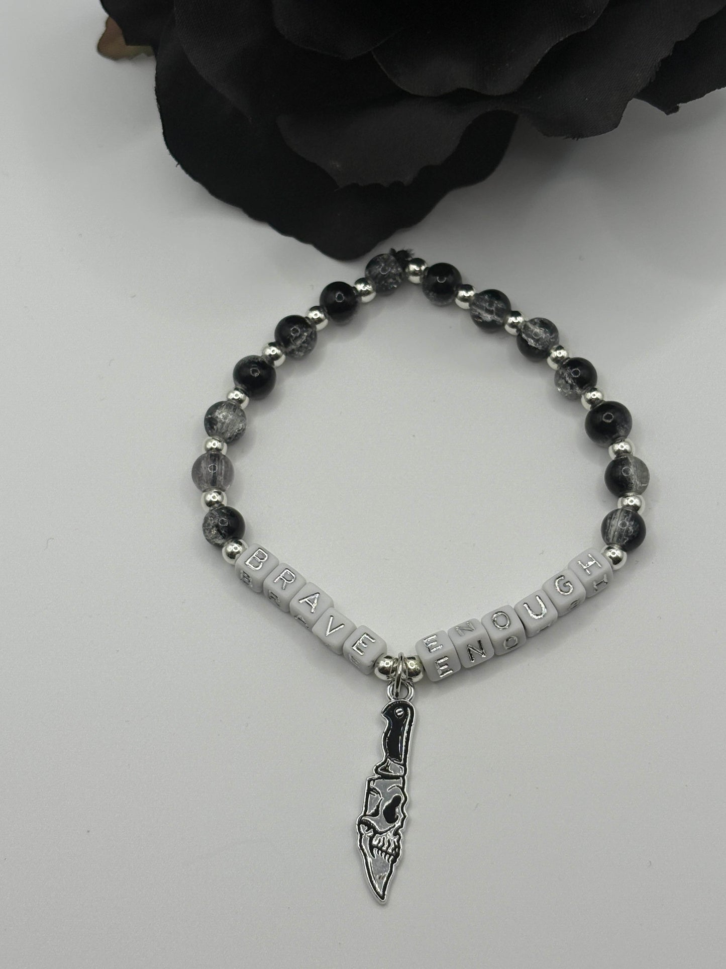 Booktok "Brave Enough" Bracelet- Black